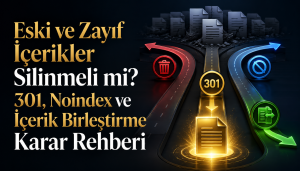 Eski ve Zayıf İçerikler Silinmeli mi? 301, Noindex ve İçerik Birleştirme Karar Rehberi